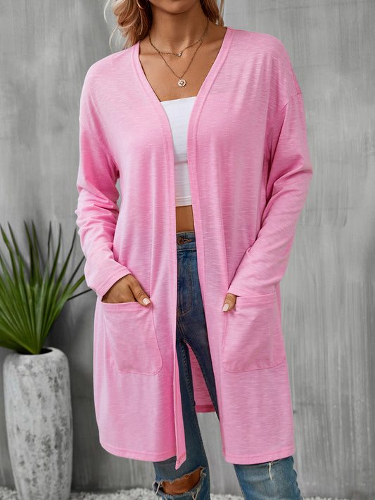 Open Front Longline Cardigan with Pockets